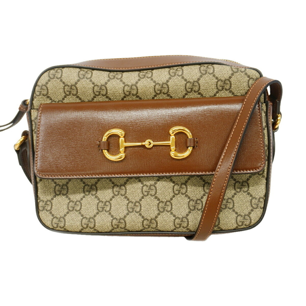 Gucci GG Supreme Horsebit Shoulder Bag 645454 Brown Women's OP027928